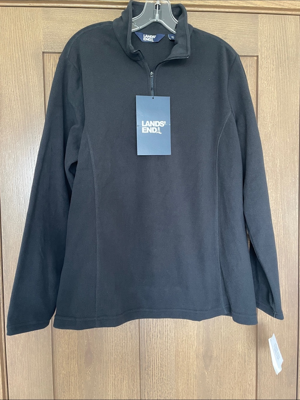 Lands' End Black Quarter -Zip Fleece Pullover XL Size 18 NWT